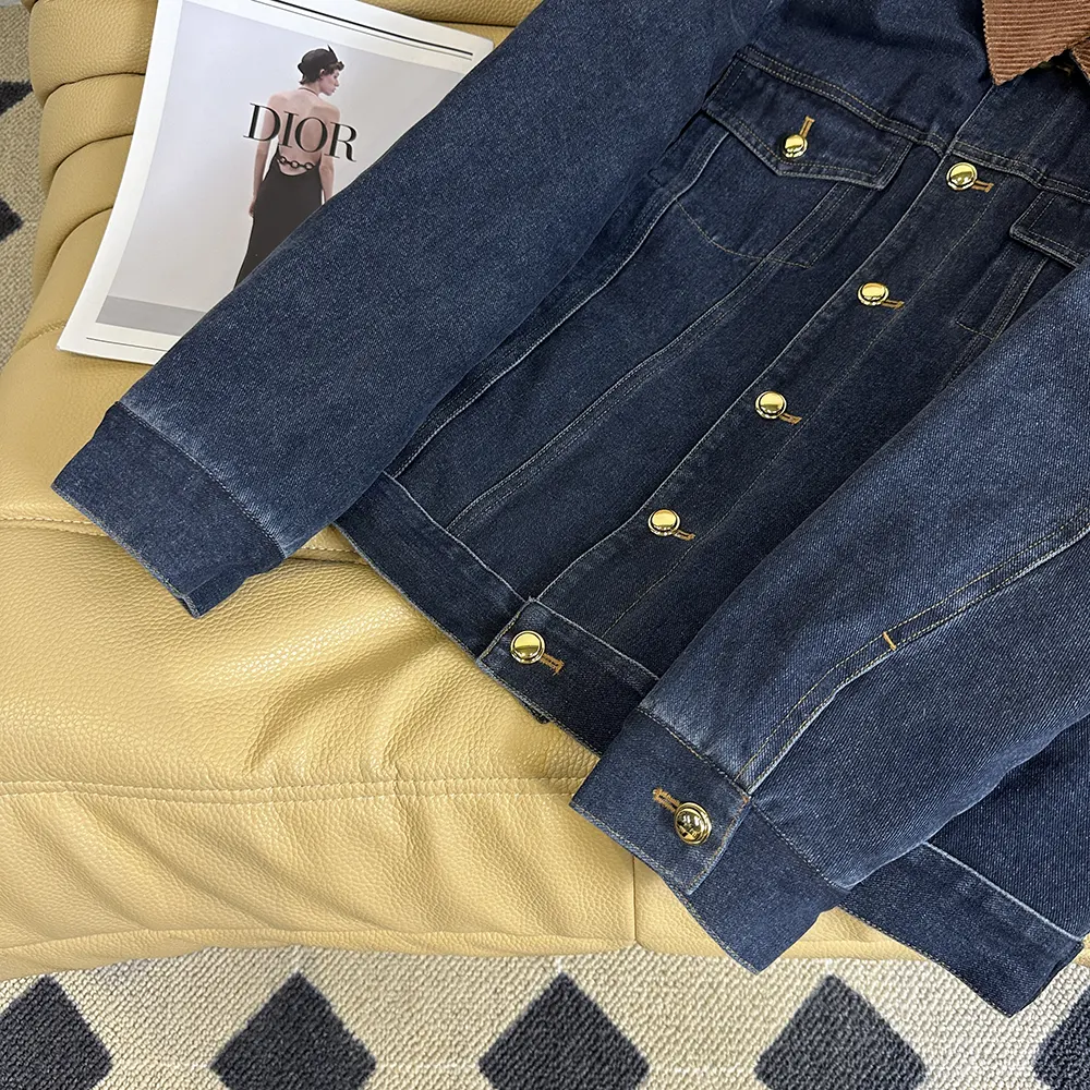 Miu Miu Women Flocked Denim And Velvet Blouson Jacket - image 8
