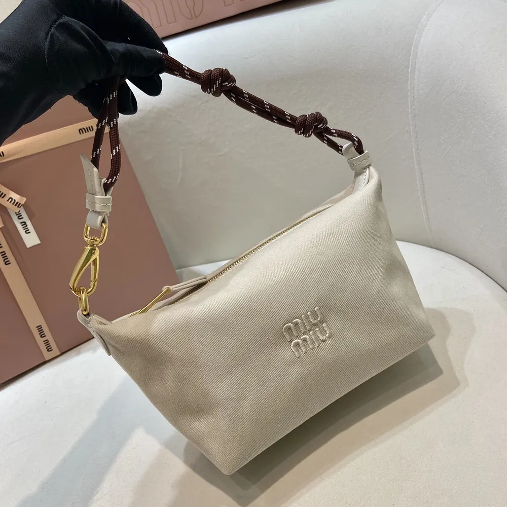 Miu Miu Women Gabardine Pouch-White - image 4