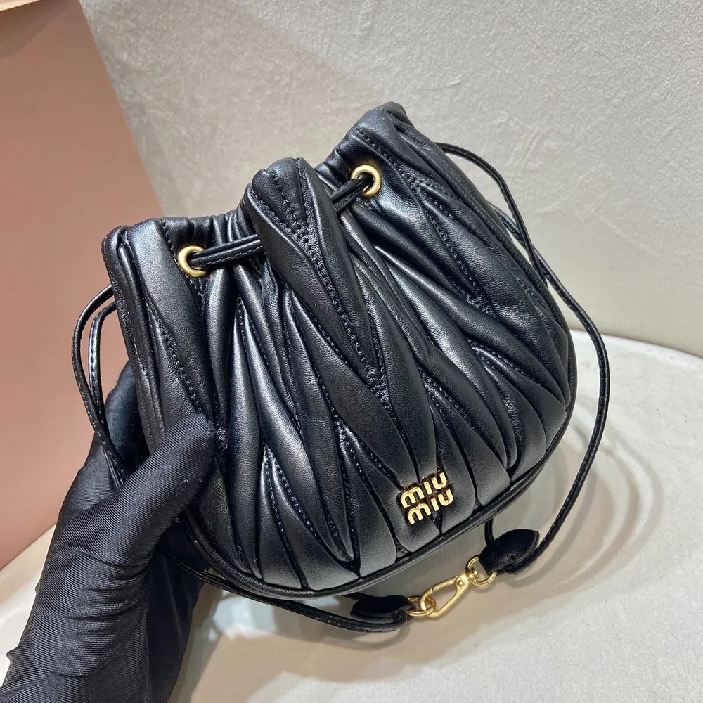 Miu Miu Women Matelassé Nappa Leather Pouch-Black - image 6