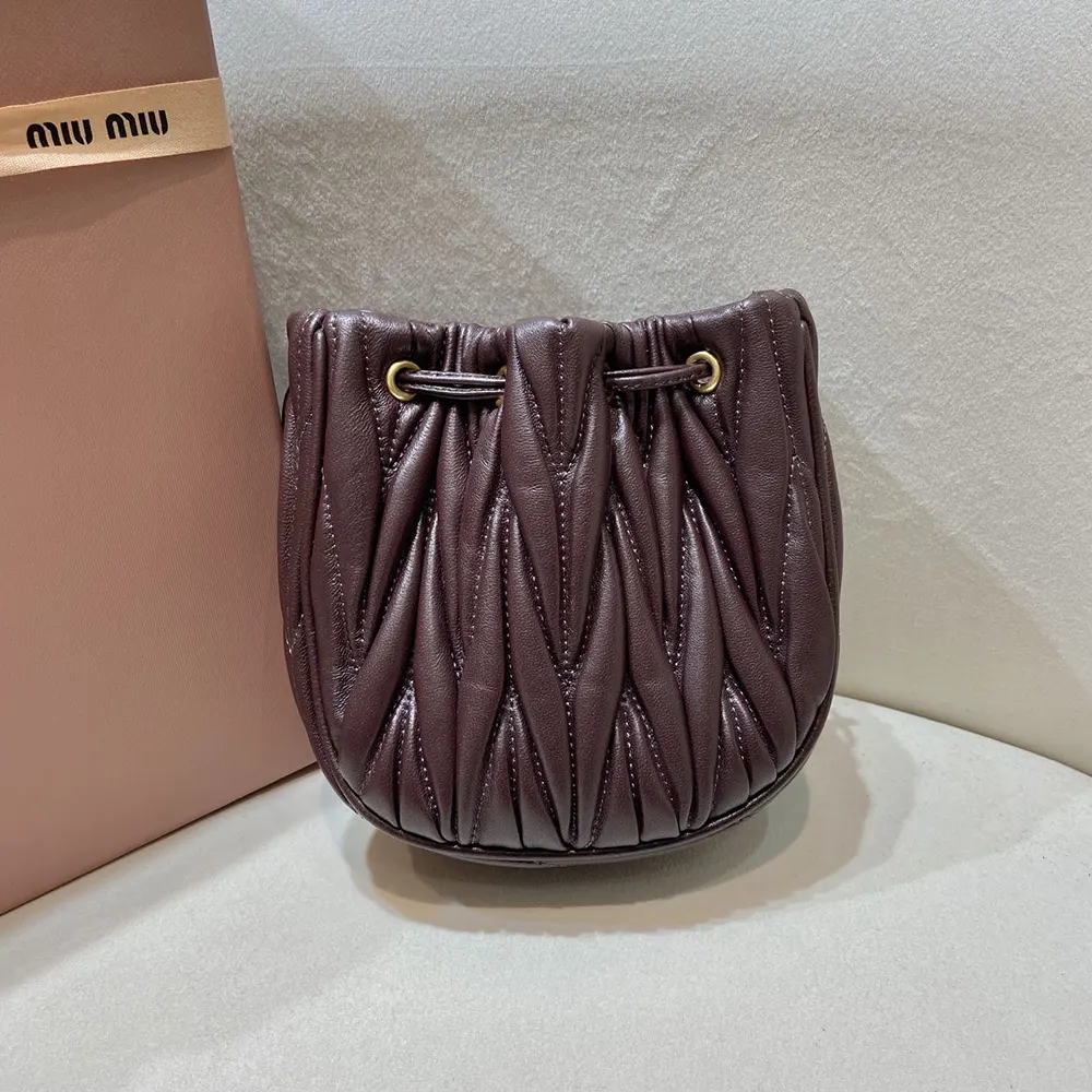 Miu Miu Women Matelassé Nappa Leather Pouch-Burgundy - image 5