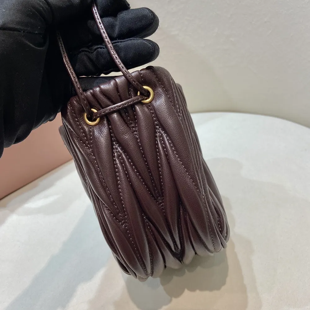 Miu Miu Women Matelassé Nappa Leather Pouch-Burgundy - image 7