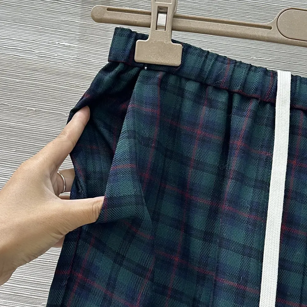 Miu Miu Women Plaid Pants with Embroidered Logo - image 7