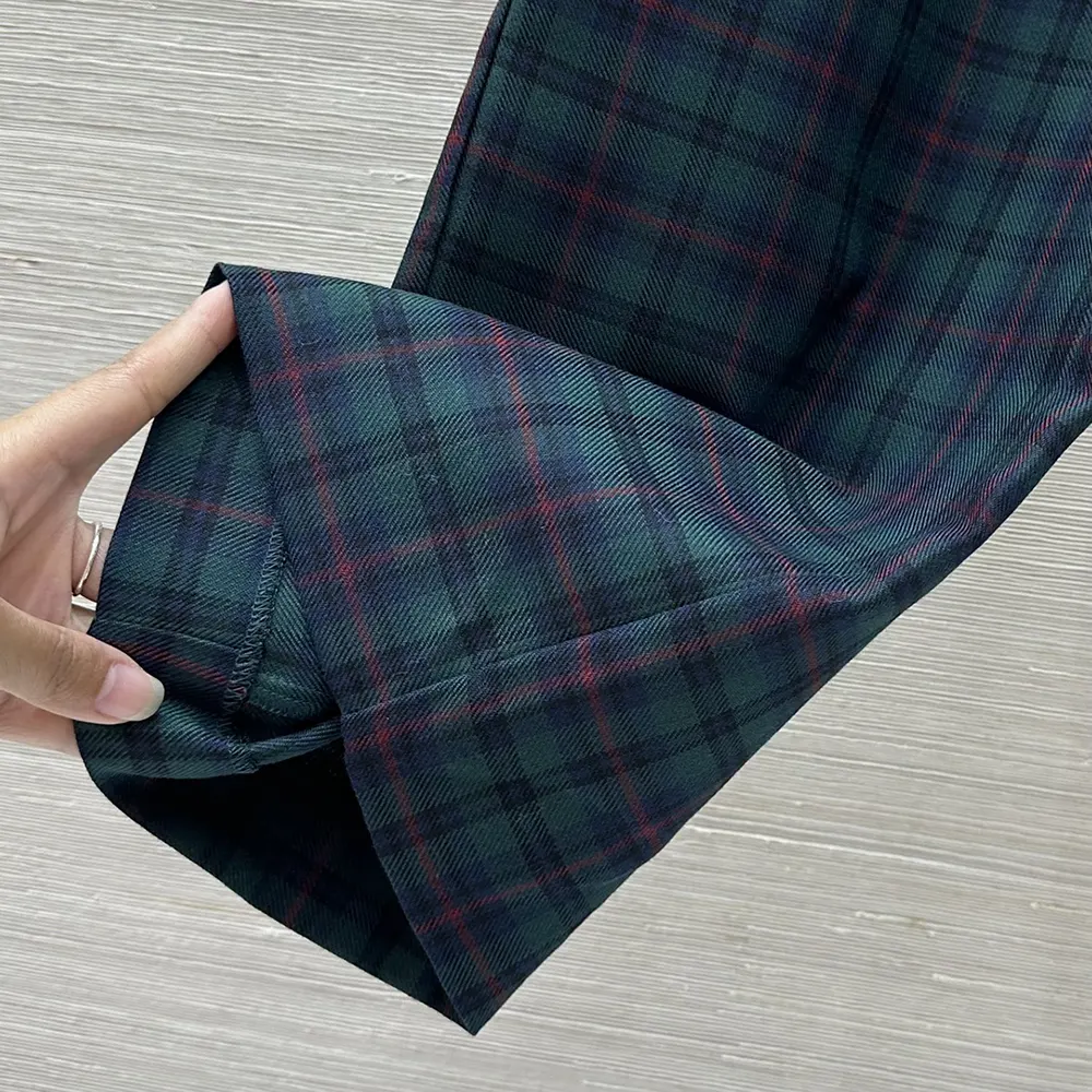 Miu Miu Women Plaid Pants with Embroidered Logo - image 9