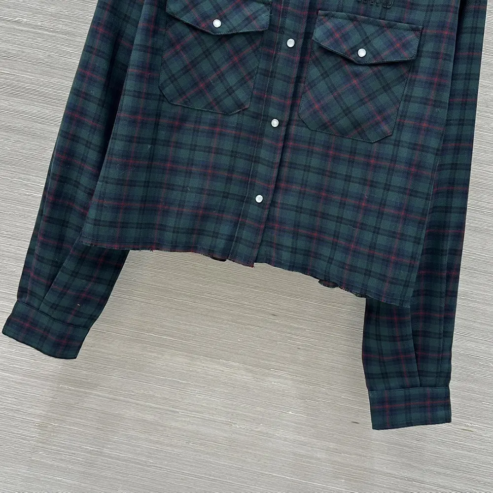 Miu Miu Women Plaid Shirt with Lettering Logo - image 8