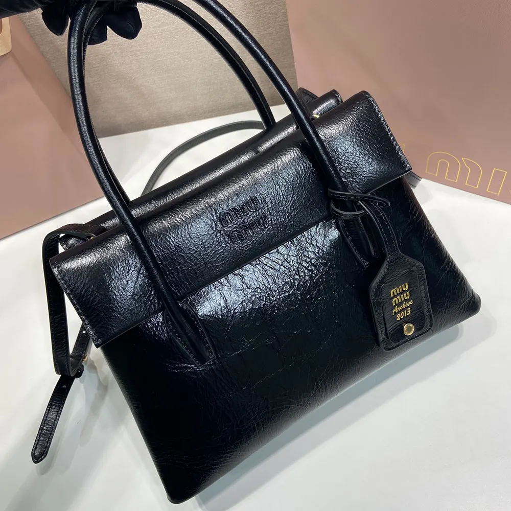 Miu Miu Women Solitaire Shiny Leather Bag-Black - image 5