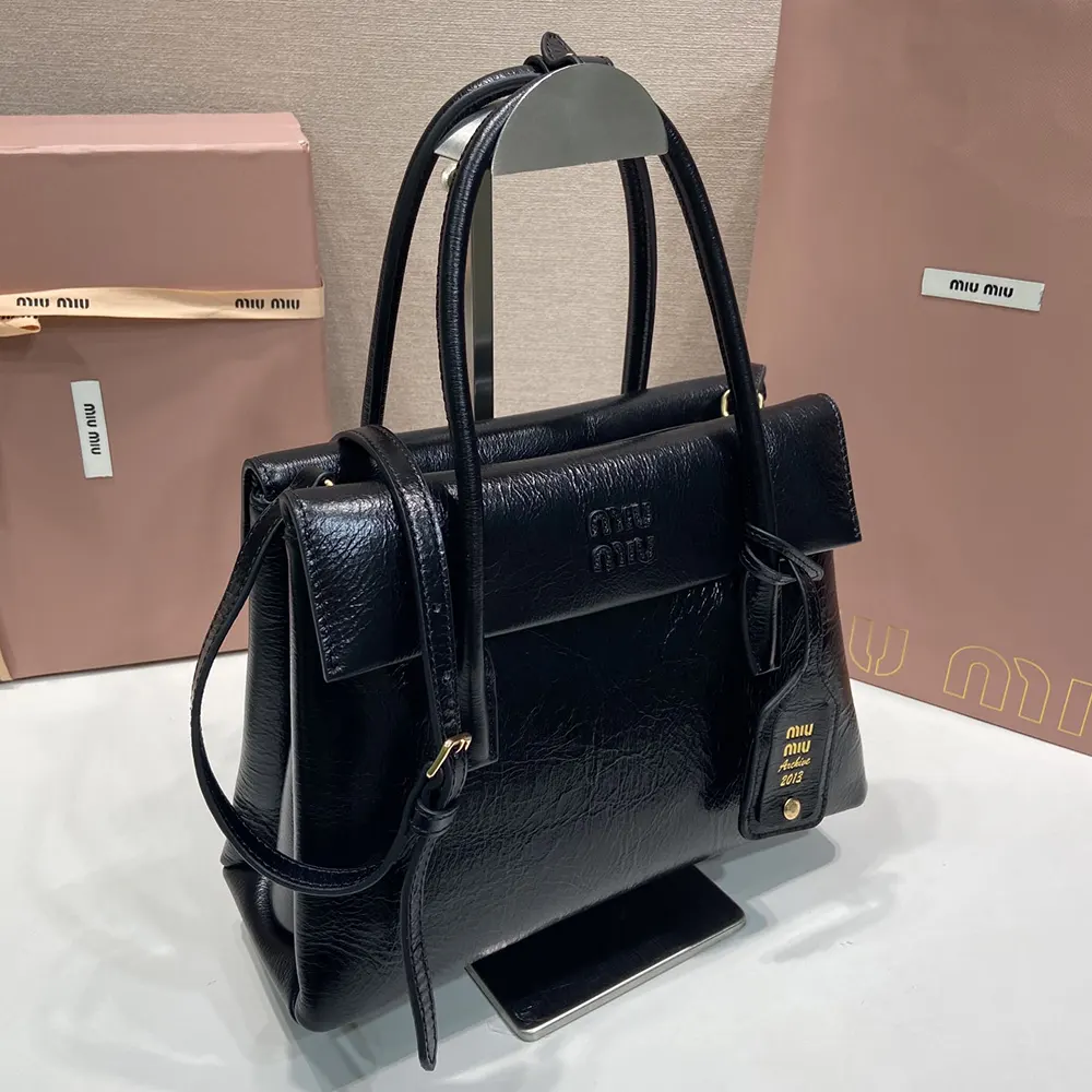 Miu Miu Women Solitaire Shiny Leather Bag-Black - image 4