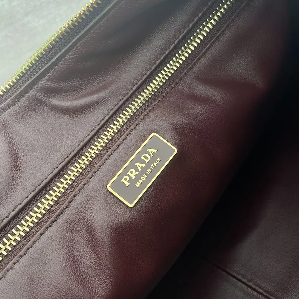 Prada Women Aimée Large Leather Shoulder Bag-Maroon - image 10