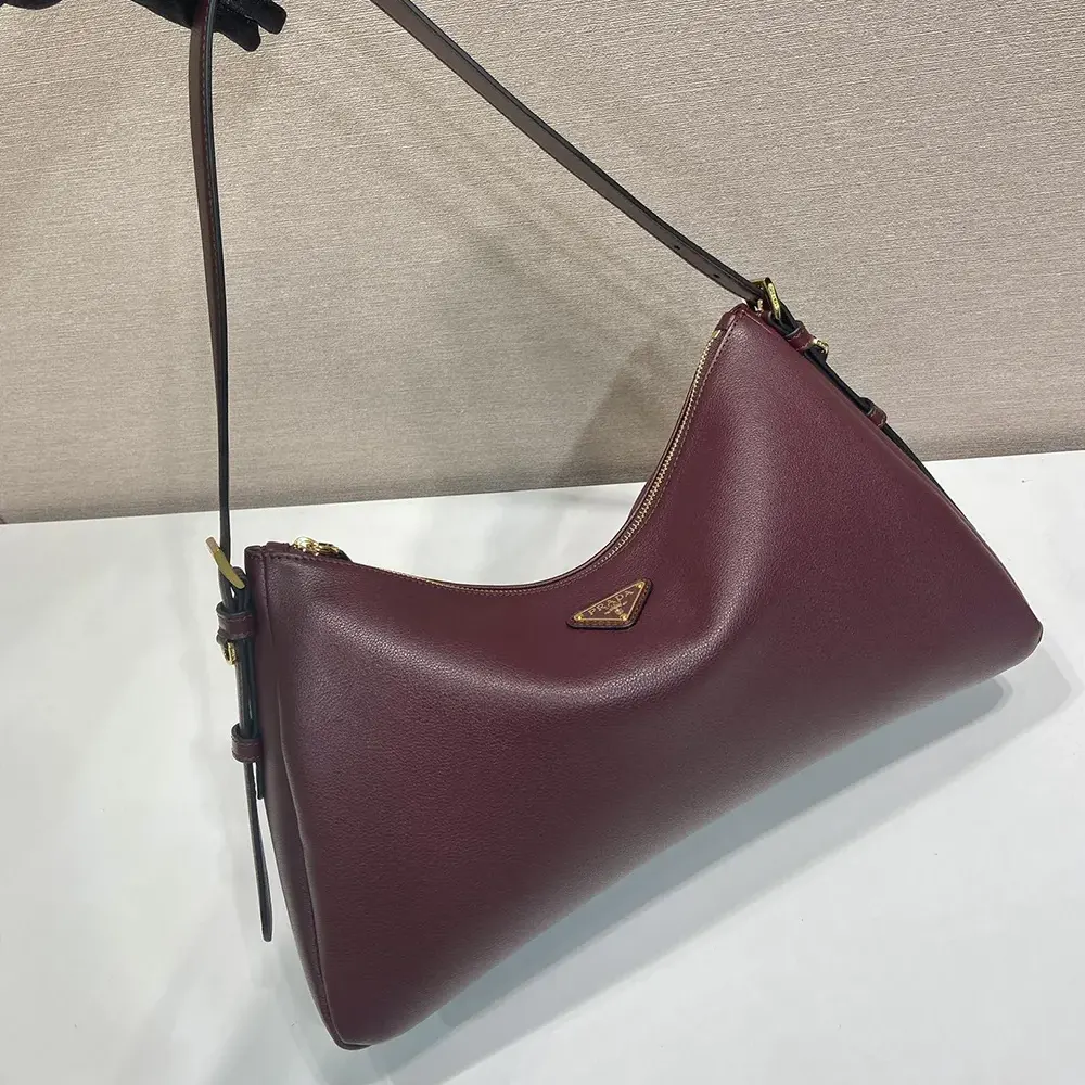 Prada Women Aimée Large Leather Shoulder Bag-Maroon - image 4