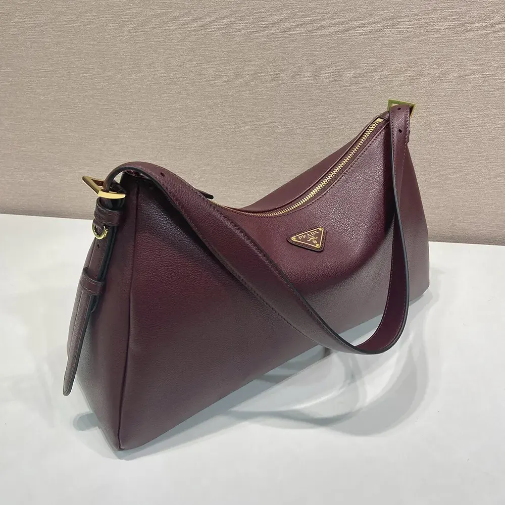 Prada Women Aimée Large Leather Shoulder Bag-Maroon - image 5