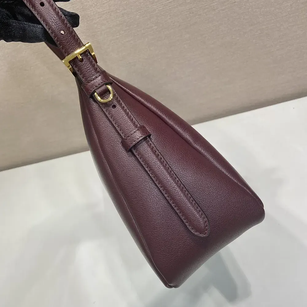Prada Women Aimée Large Leather Shoulder Bag-Maroon - image 6
