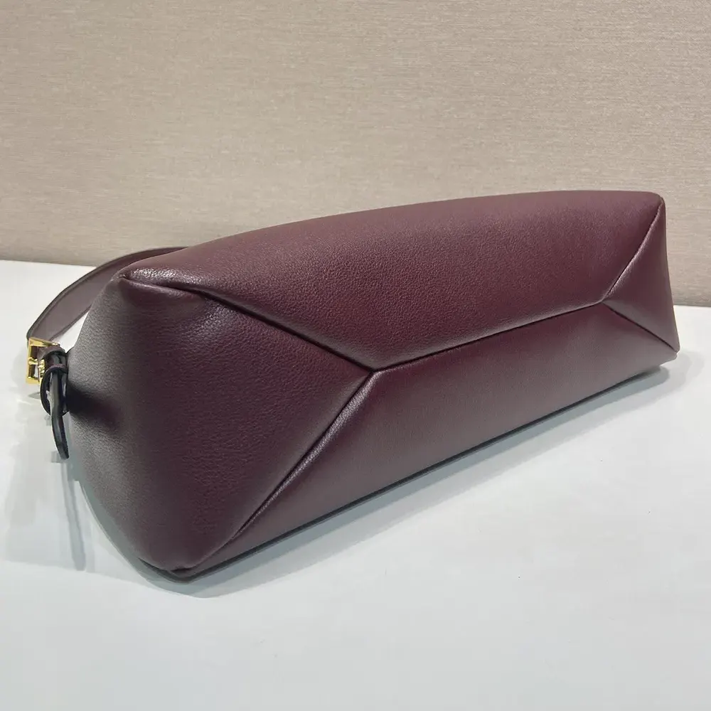 Prada Women Aimée Large Leather Shoulder Bag-Maroon - image 7