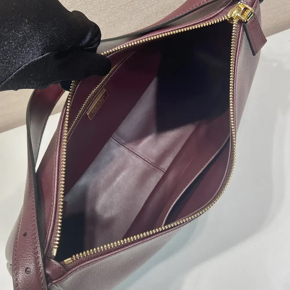 Prada Women Aimée Large Leather Shoulder Bag-Maroon - image 8