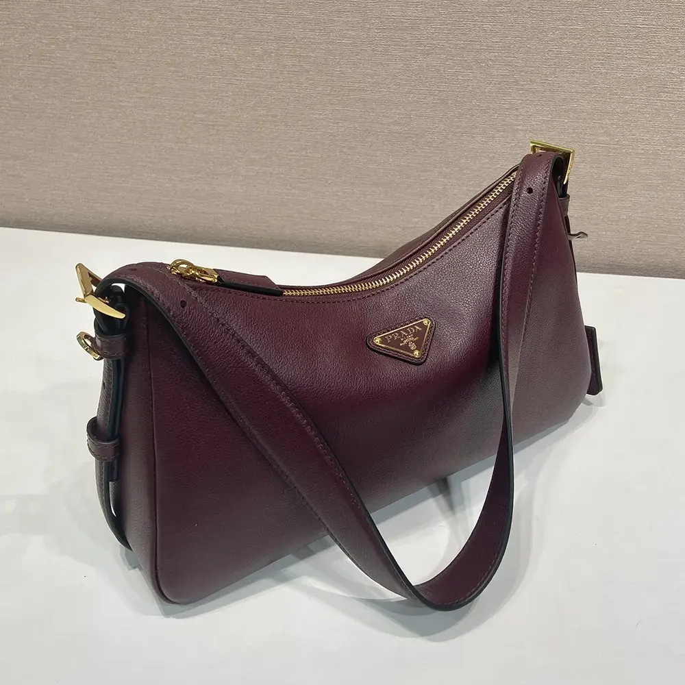 Prada Women Aimée Medium Leather Shoulder Bag-Maroon - image 6