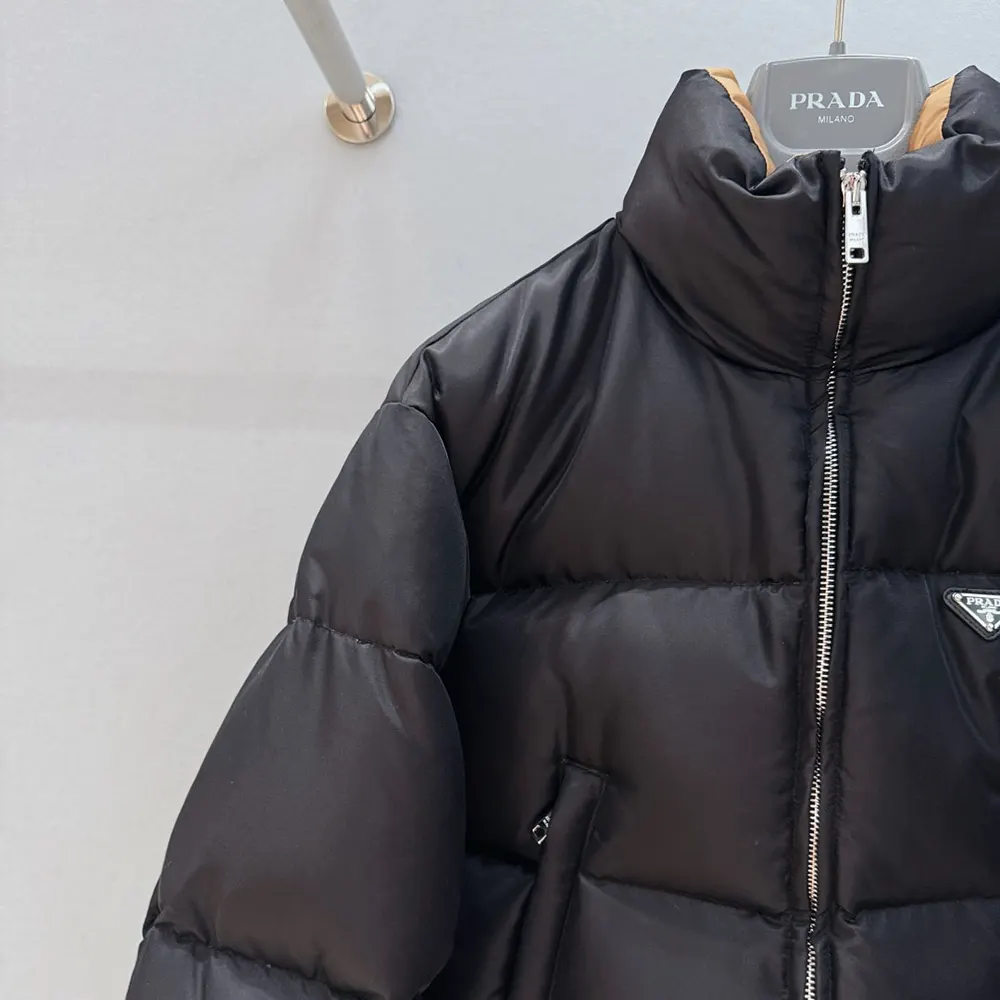 Prada Women Cropped Re-Nylon Down Jacket-Black - image 6