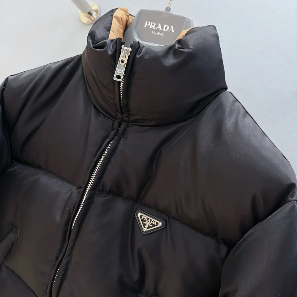 Prada Women Cropped Re-Nylon Down Jacket-Black - image 5