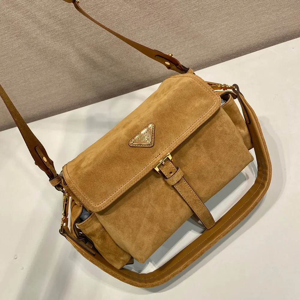 Prada Women Explore Medium Suede Shoulder Bag With Flap-Brown - image 5