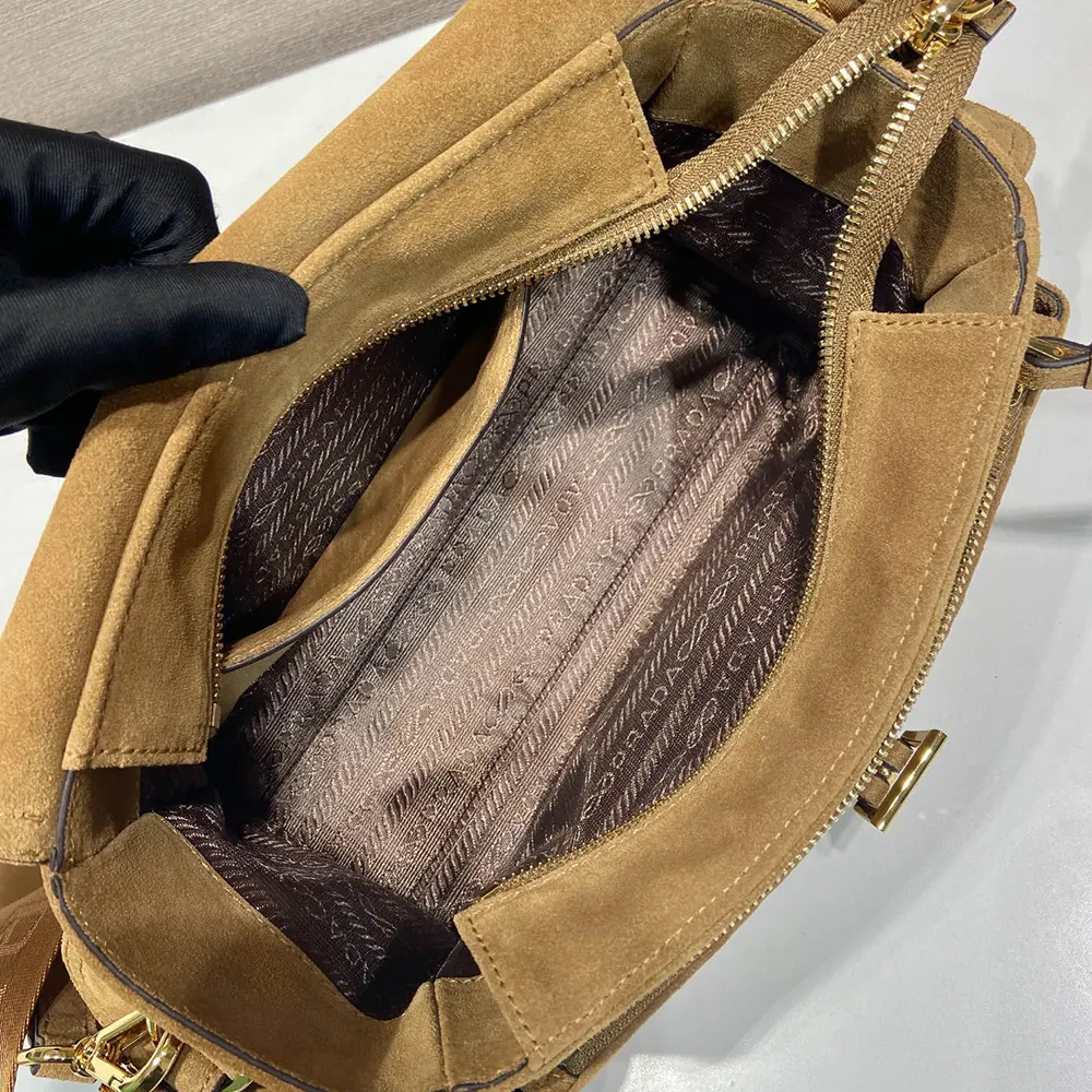 Prada Women Explore Medium Suede Shoulder Bag With Flap-Brown - image 9