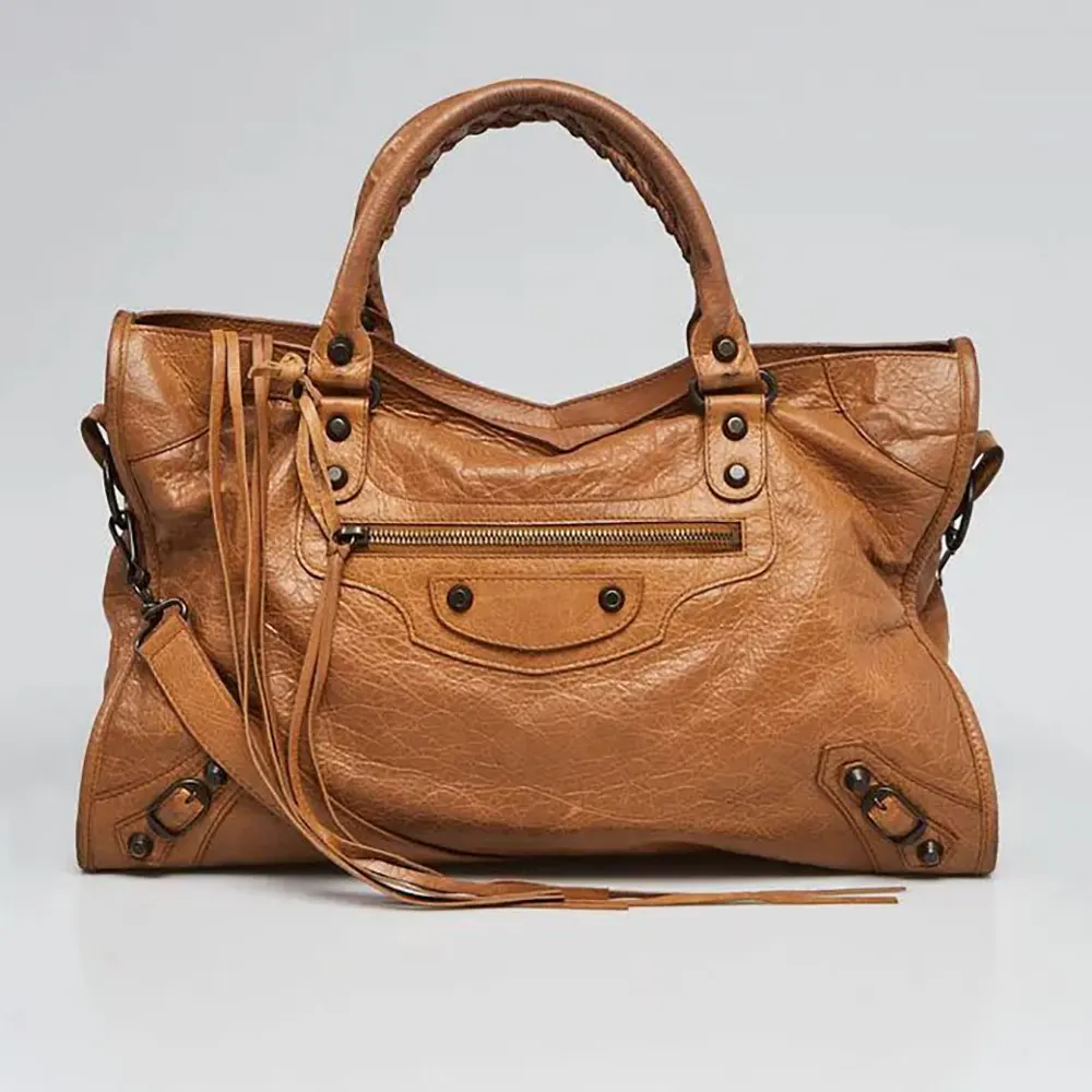 Close-up of silver hardware on Balenciaga Women Le City Medium Bag Metallized