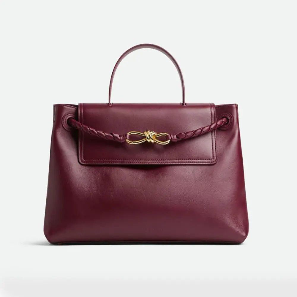 Front angle of Bottega Veneta Women Medium Campana-Barolo red shoulder bag