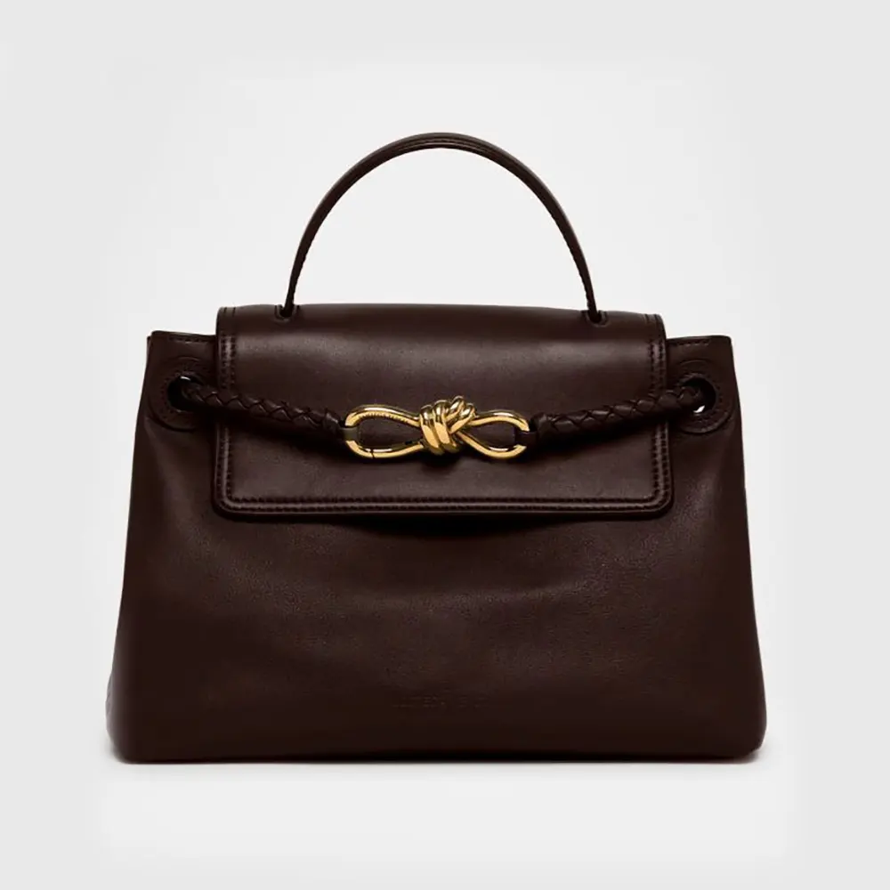 Front view of Bottega Veneta Women Medium Ciao Ciao-Chocolate shoulder bag