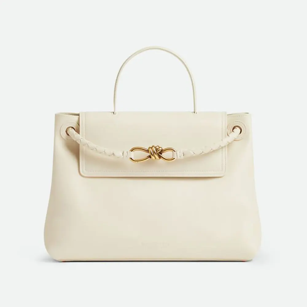 Front view of Bottega Veneta Women Medium Ciao Ciao-White shoulder bag