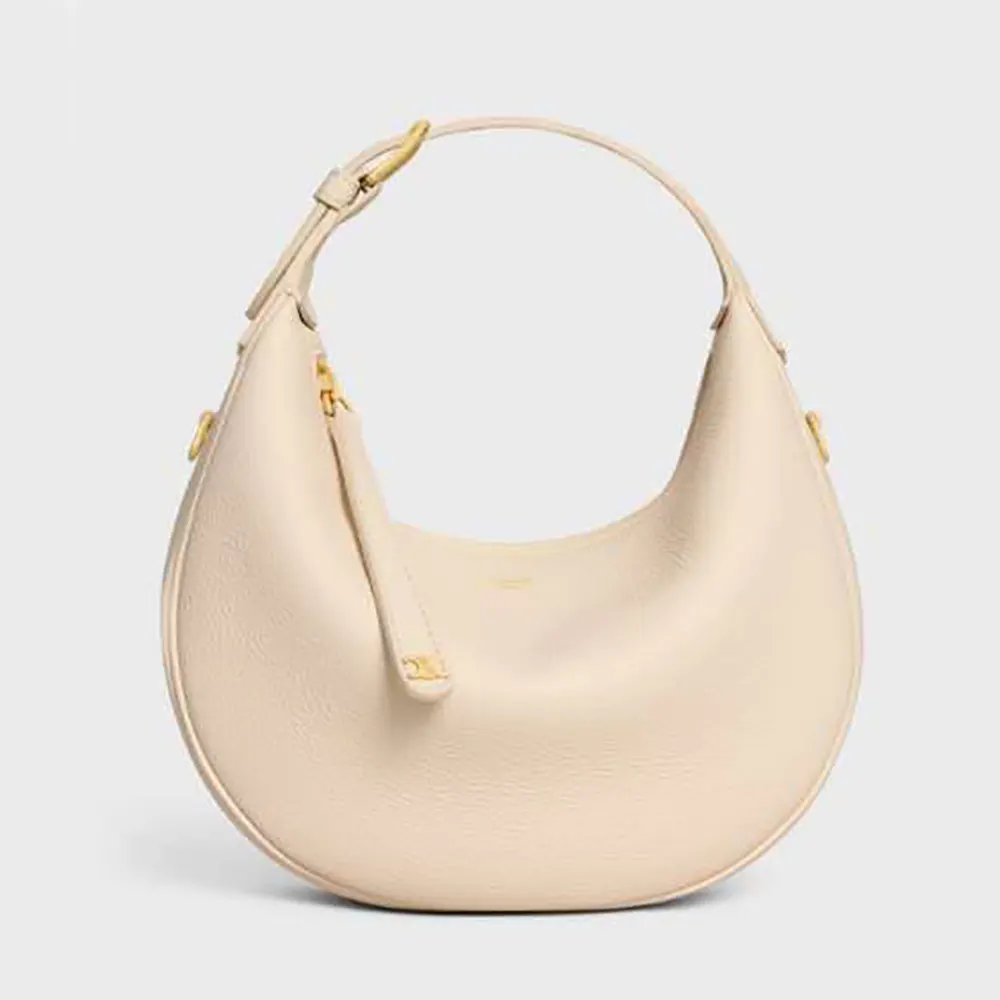 Front view of Celine Women Teen Celine Llulu in Grained Calfskin-Beige