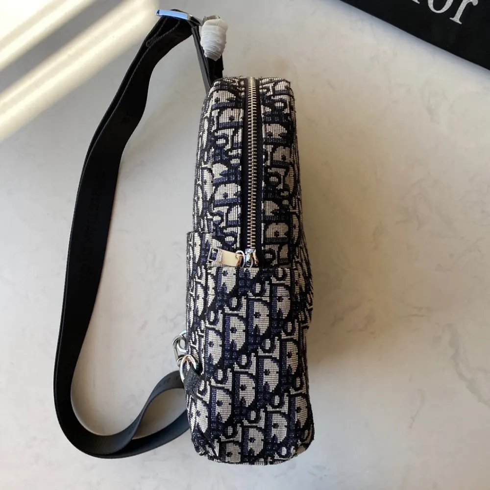 Dior Men Sling Bag Black and Beige Dior Oblique Jacquard - image 6