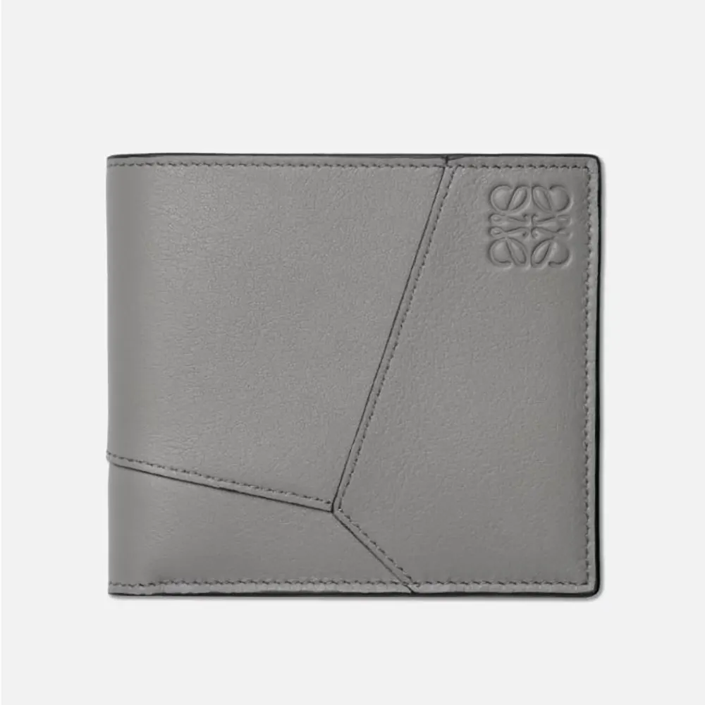 Front view of Loewe Unisex Puzzle Bifold Wallet Calfskin Leather-Gray