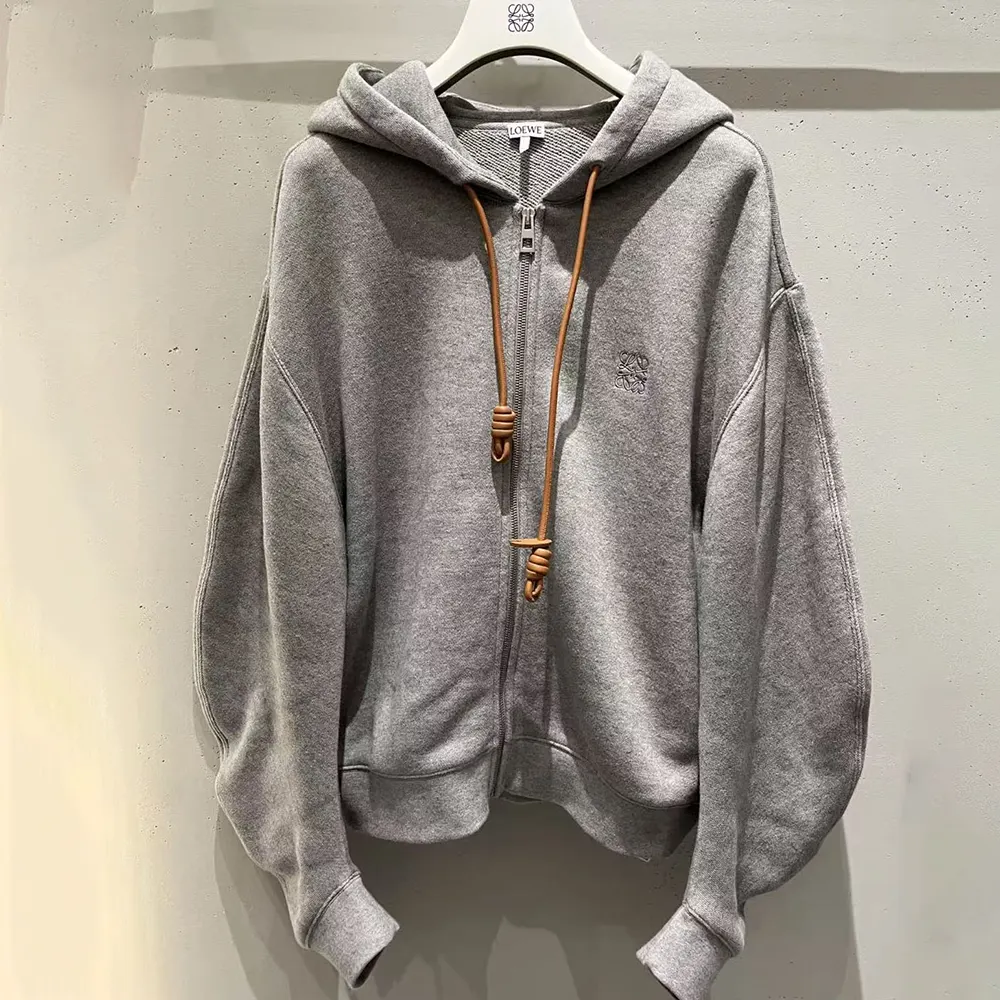 Loewe Women Flamenco Hoodie in Cotton and Cashmere-Grey - image 4