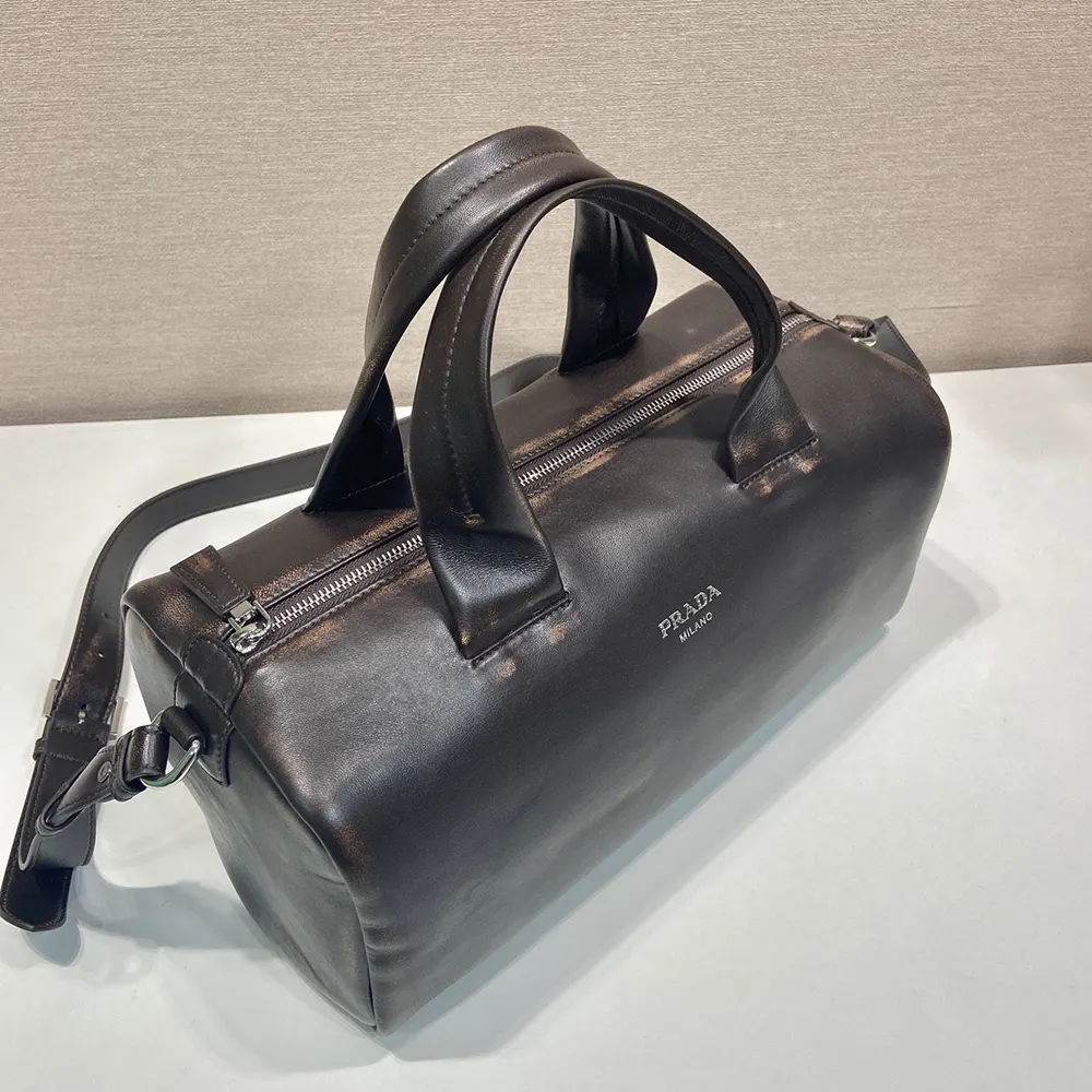 Prada Unisex Small Nappa Leather Duffle Bag-Dark Brown - image 6