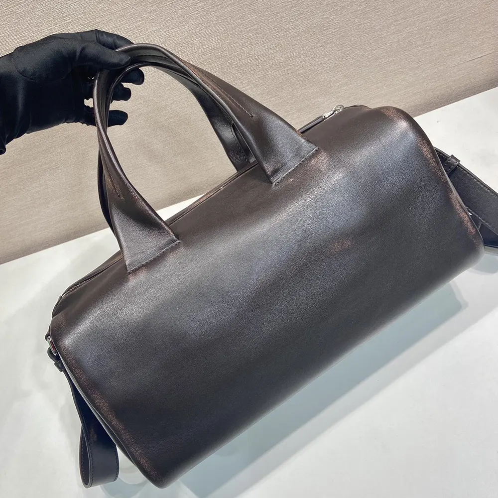 Prada Unisex Small Nappa Leather Duffle Bag-Dark Brown - image 4