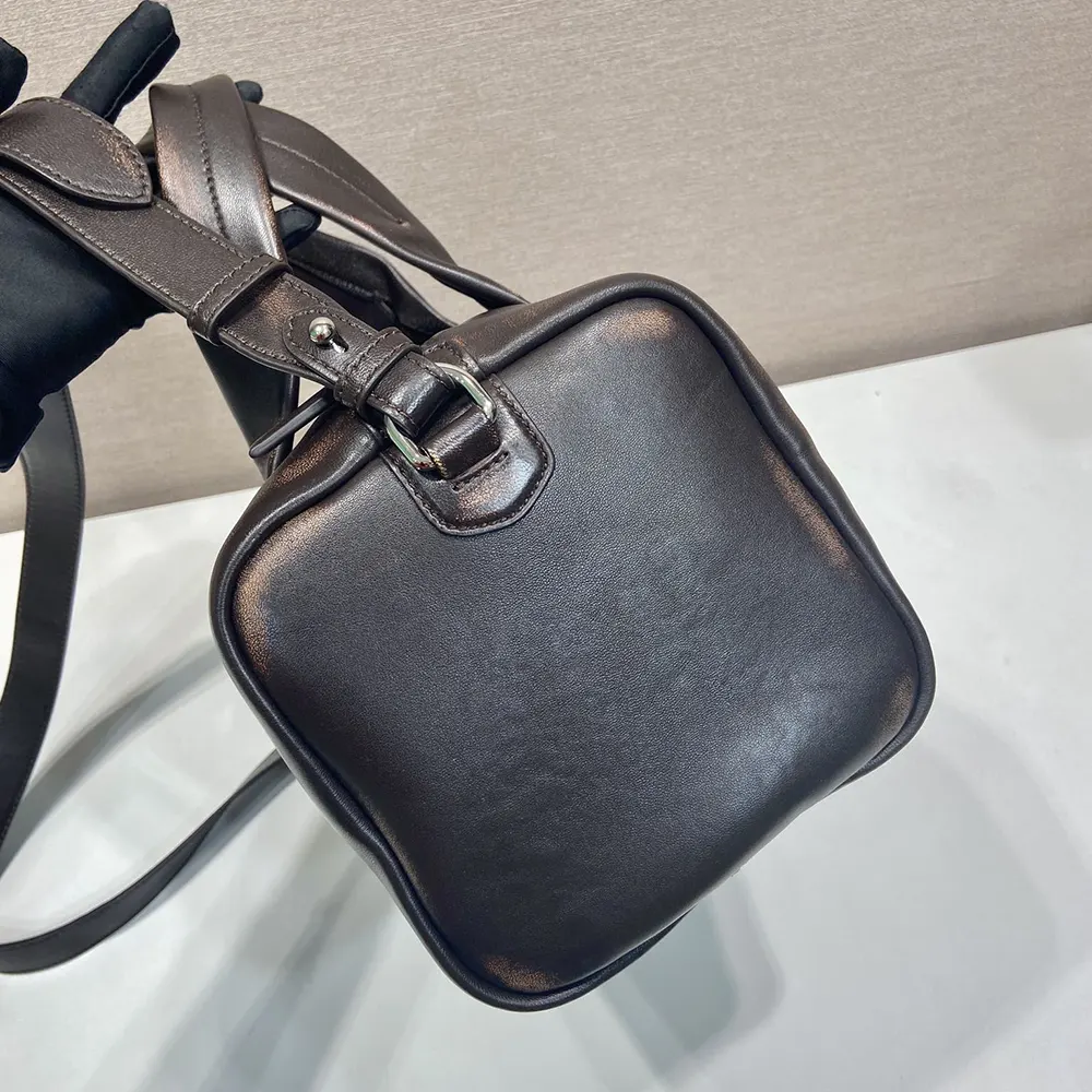Prada Unisex Small Nappa Leather Duffle Bag-Dark Brown - image 5