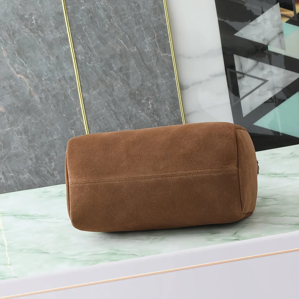 Prada Unisex Small Suede Duffle Bag-Coffee - image 5