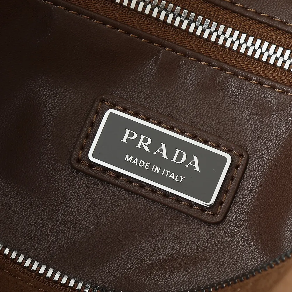 Prada Unisex Small Suede Duffle Bag-Coffee - image 9
