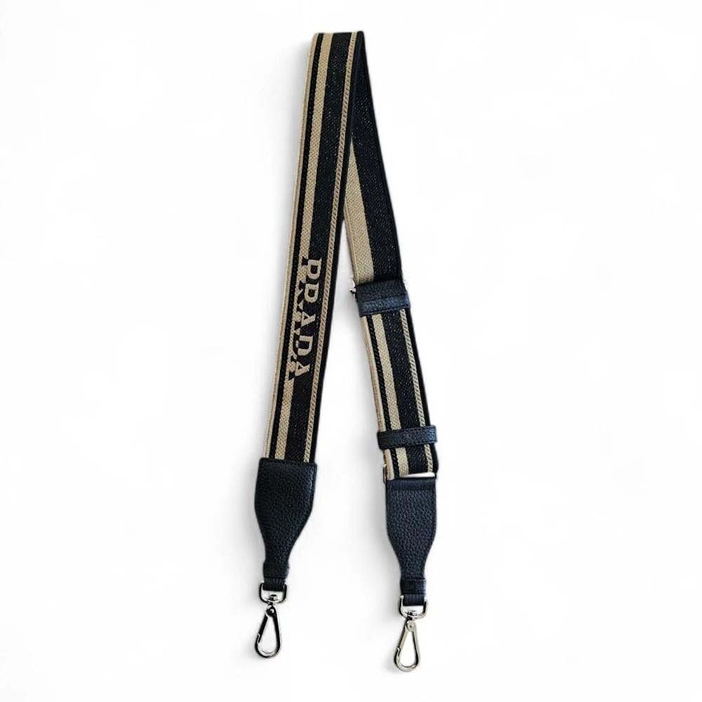 Front view of Prada Women Shoulder Strap with silver hardware