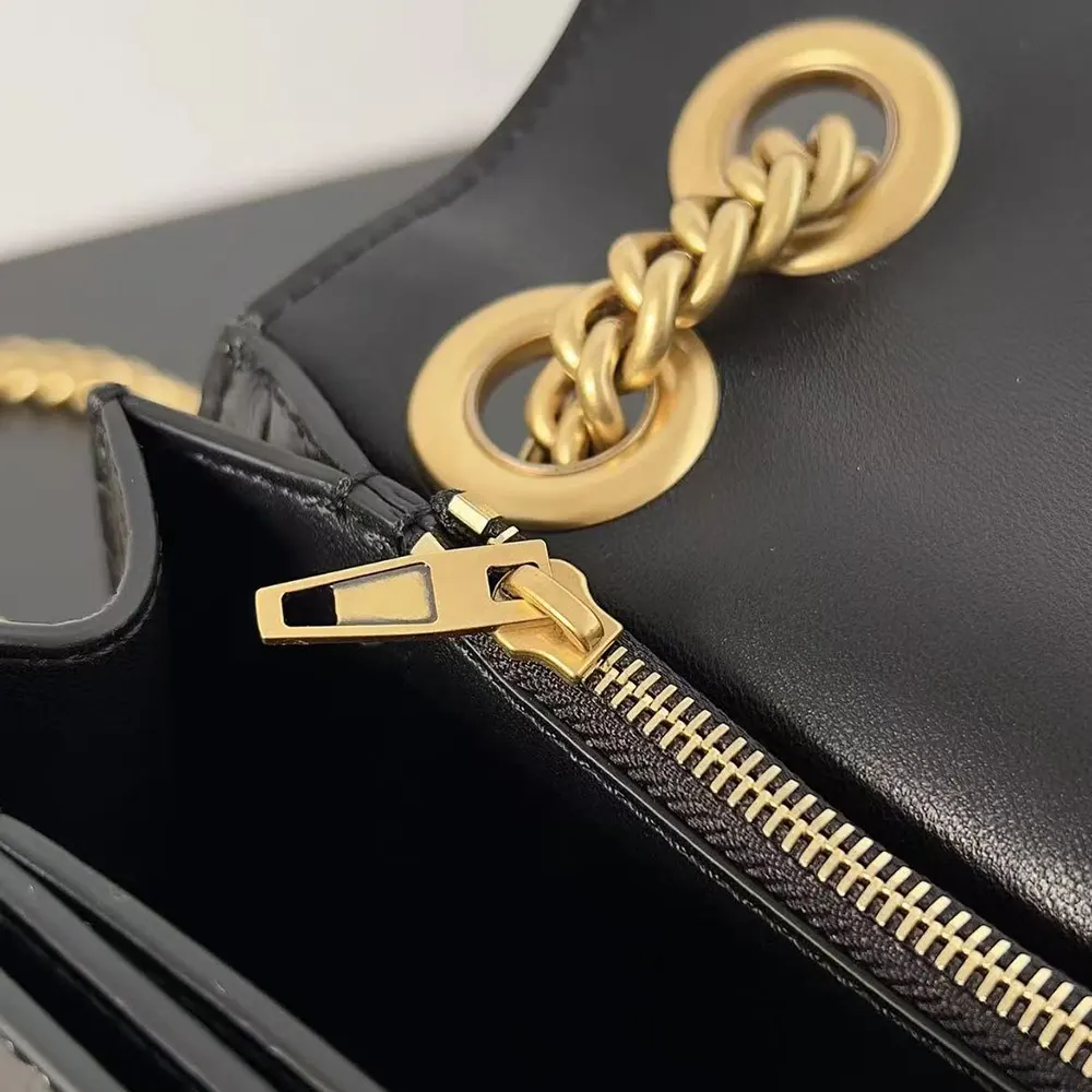 Balenciaga Women Small Crush Shoulder Bag in Black Shiny Crocodile Embossed Leather - image 8