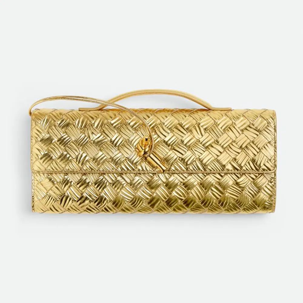 Bottega Veneta Women Andiamo Clutch-Gold