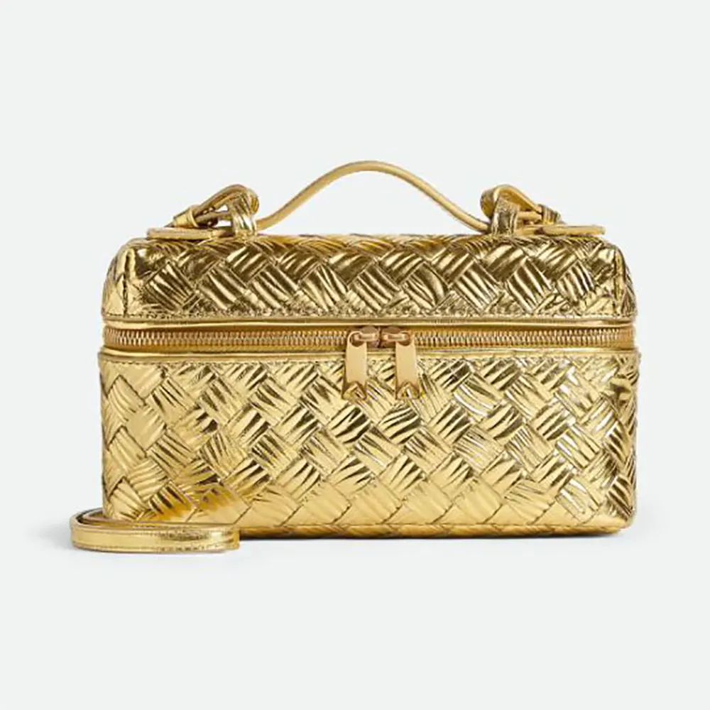 Front view of Bottega Veneta Women Bang Bang-Gold shoulder bag