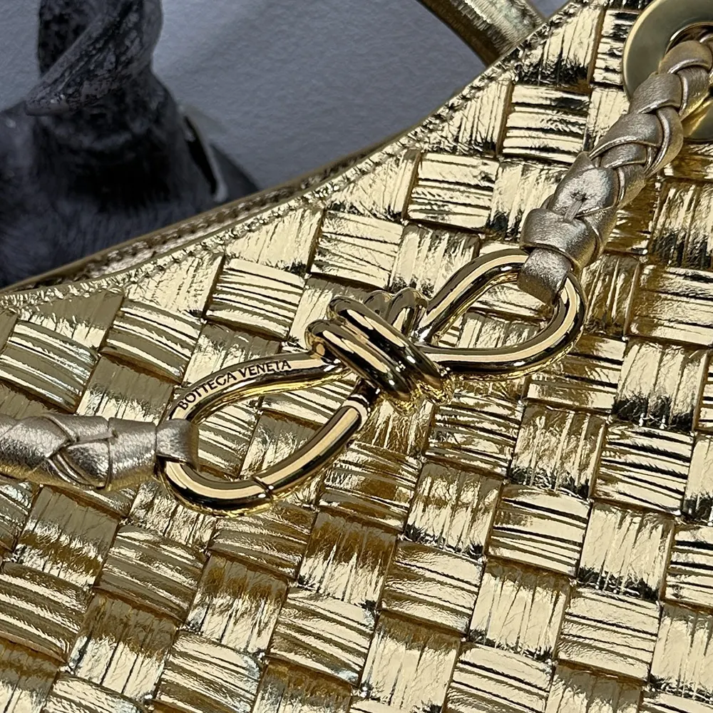 Bottega Veneta Women Small Andiamo Handle Bag in Intrecciato Leather-Gold - image 10