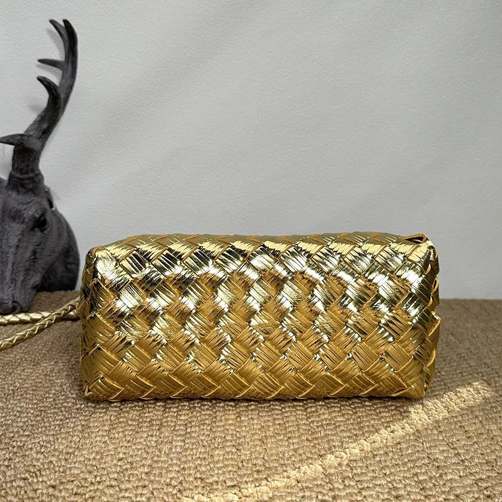 Bottega Veneta Women Small Andiamo Handle Bag in Intrecciato Leather-Gold - image 8