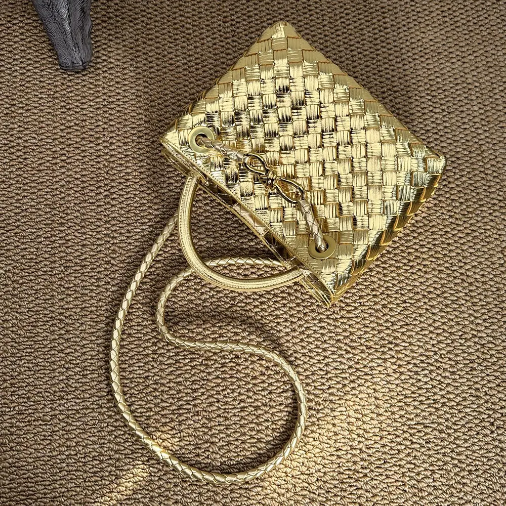 Bottega Veneta Women Small Andiamo Handle Bag in Intrecciato Leather-Gold - image 5
