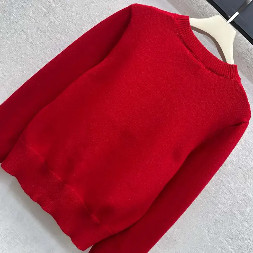 Burberry Men Cross Stitch EKD Wool Cashmere Sweater-Red - image 5
