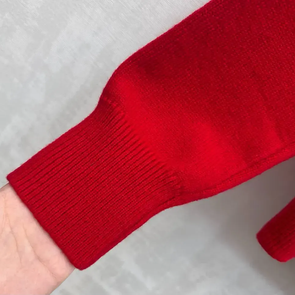 Burberry Men Cross Stitch EKD Wool Cashmere Sweater-Red - image 8
