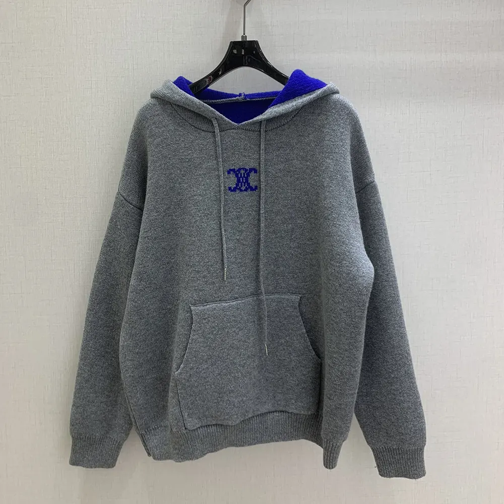 Close-up of zipper and cashmere texture on Celine Women Hooded Sweater