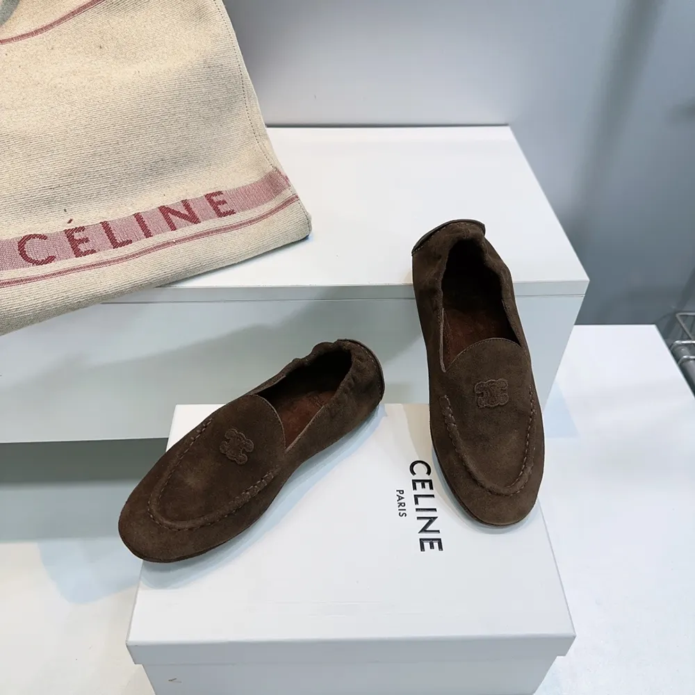 Celine Unisex Adam Loafer In Suede Calfskin-Chocolate - image 4