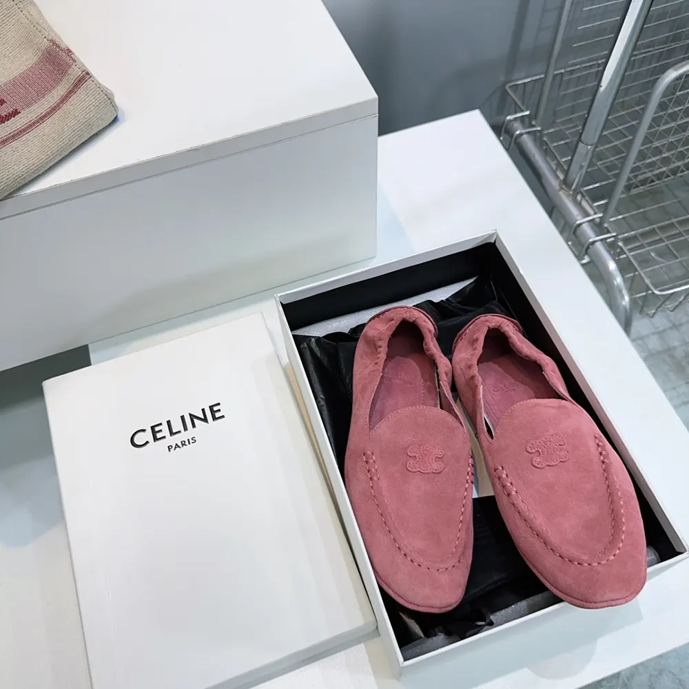 Celine Unisex Adam Loafer In Suede Calfskin-Pink - image 8