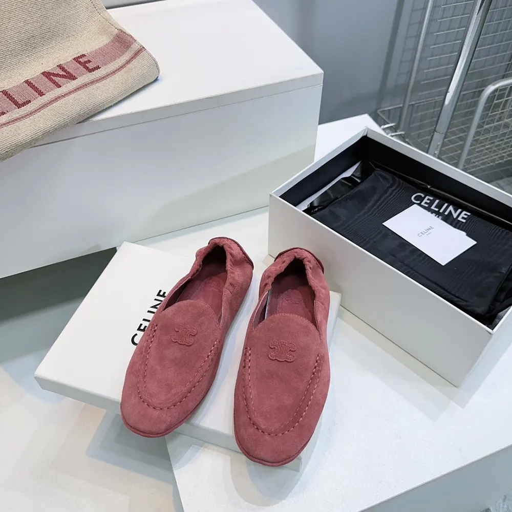 Celine Unisex Adam Loafer In Suede Calfskin-Pink - image 7