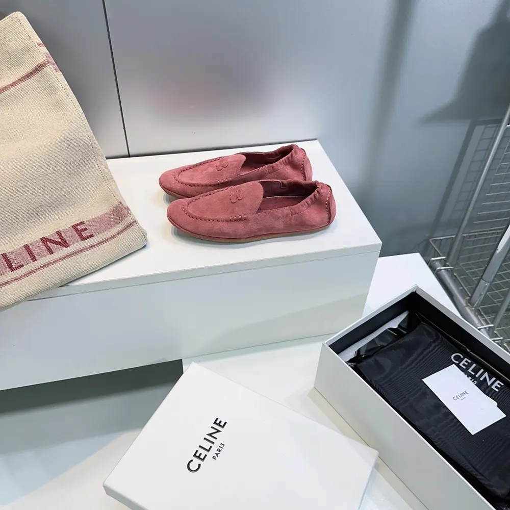 Celine Unisex Adam Loafer In Suede Calfskin-Pink - image 6
