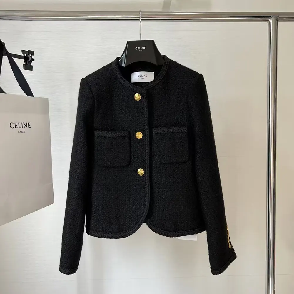 Close-up of gold-tone hardware on Celine Women Classic Chasseur Jacket