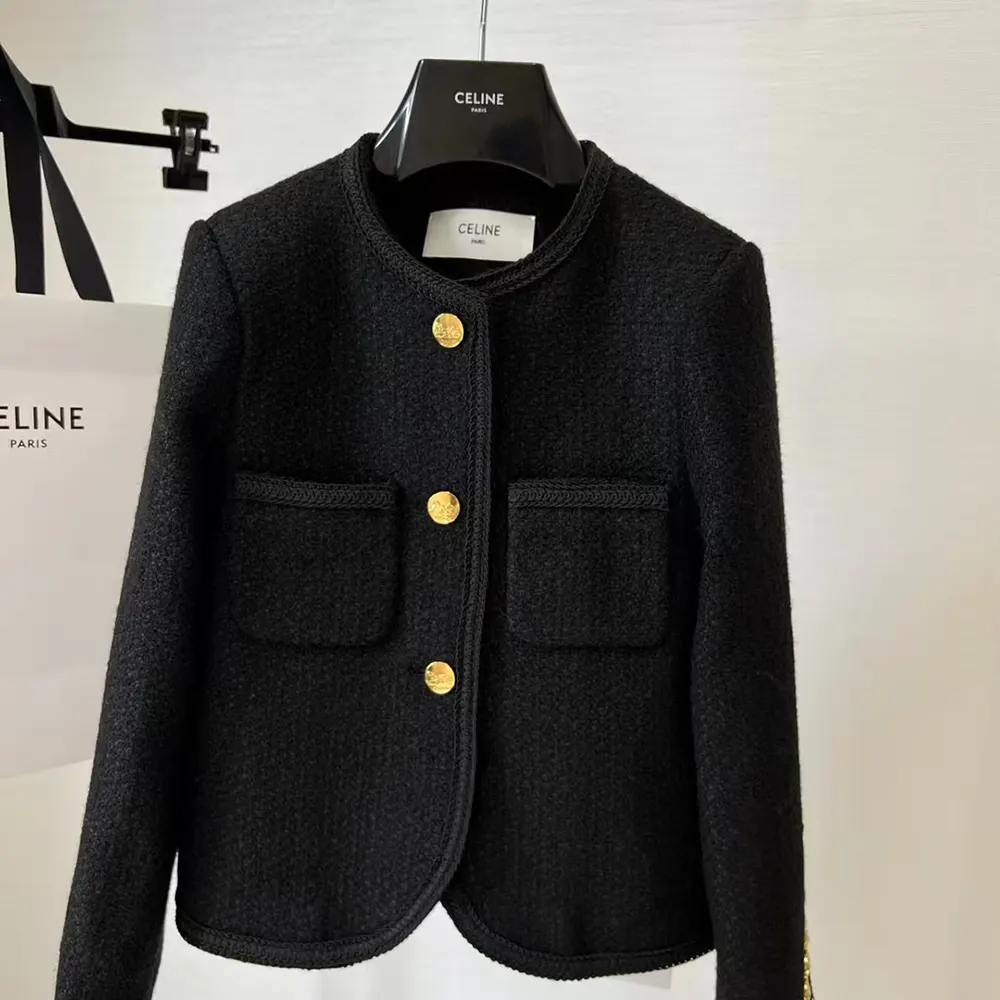 Side angle showing tailored silhouette of Celine Women Classic Chasseur Jacket